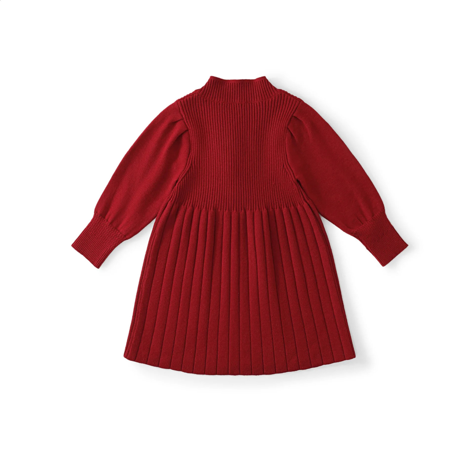Children Girls Knitwear Dress Autumn Winter Infant Babys Girl Long Sleeve Red Year Vcollar Ruched Toddler 250117
