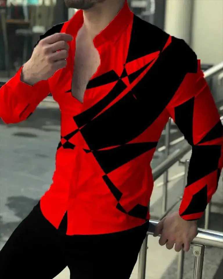 2023 Luxury Mens Shirt Floral Pattern Lapel Long Sleeve Shirt Outdoor Street Fashion Clothing Designer Casual High QualityXJ250121