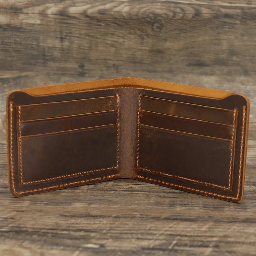 Vintage Card Holder Men Genuine Leather Credit Card Holder Small Wallet Money Bag ID Card Case Mini Purse For Male 250120