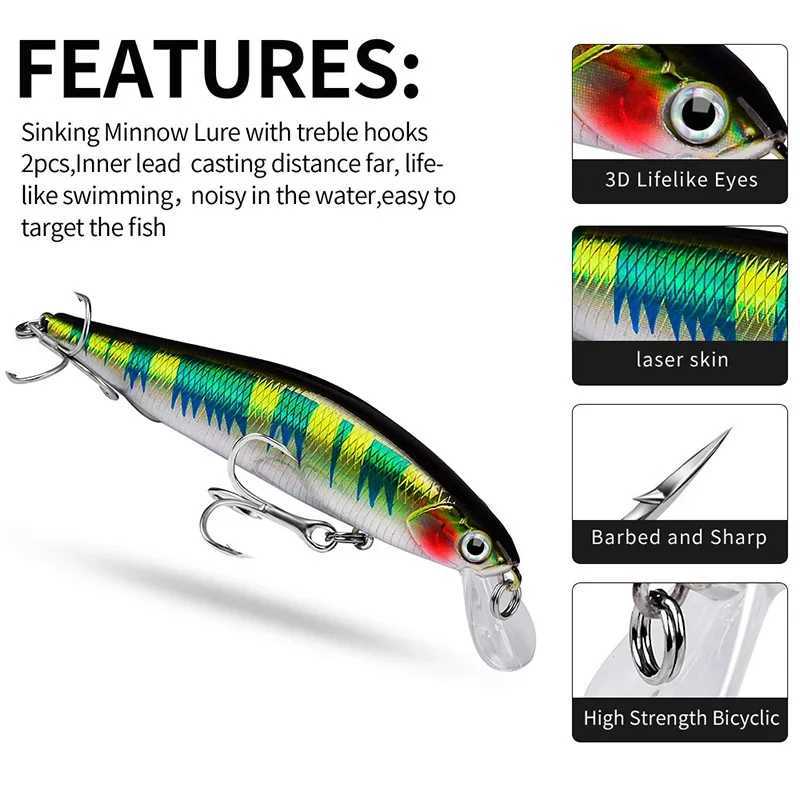 1 Pc Minnow Fishing Lure 5g 10g 15g Sinking Wobblers Hard Plastic Artificial Bait Crankbaits for Bass Pike Pesca Fishing TackleXJ250122