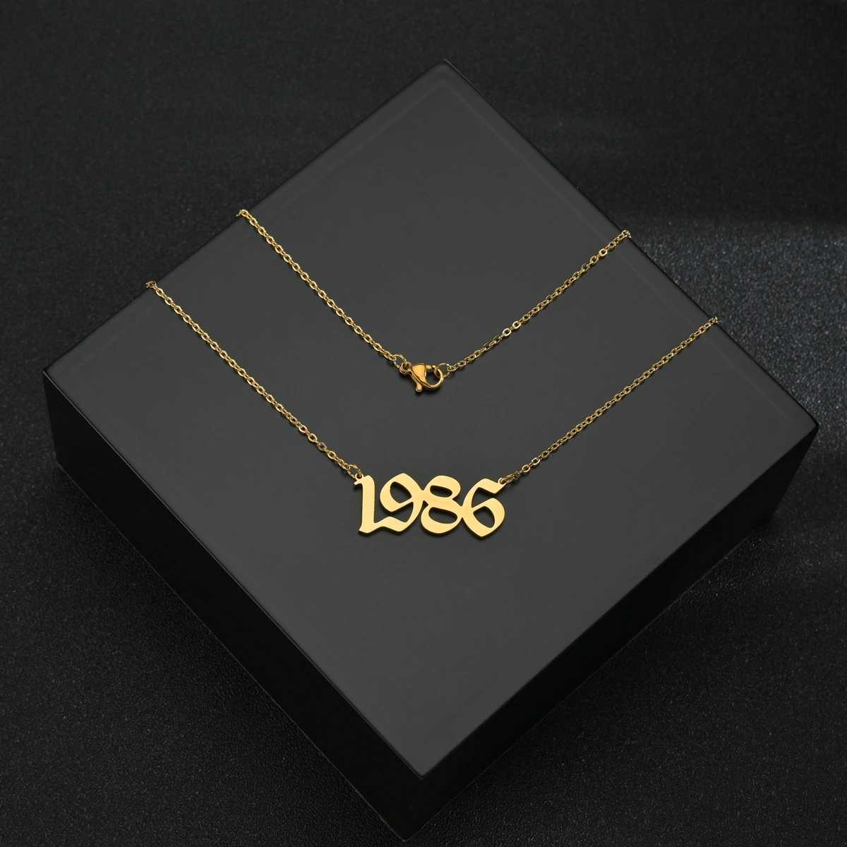Stainless Steel Birth Year Necklaces For Women Men Gold Silver Color Neck Chain Choker Male Female Pendant Necklace JewelryXJ250121