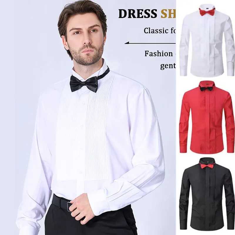 American size mens tuxedo shirt long sleeve spring and summer fashion new non-ironing formal business solid color plus sizeXJ250121