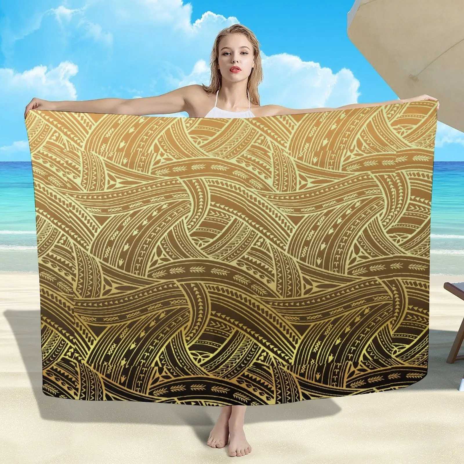 Custom Summer Seaside Floral Print Sarong Retro Tribal Design Shl Beach ron Haiian Soft Sarong Polynesian Womens Coat W250120