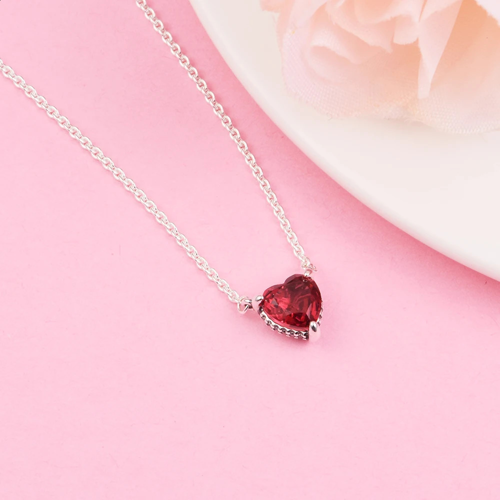 Sparkling Heart Halo Pendant Collier Necklace Mother Kids 925 Sterling Silver Jewelry Necklace For Woman Elegant Fashion 250117