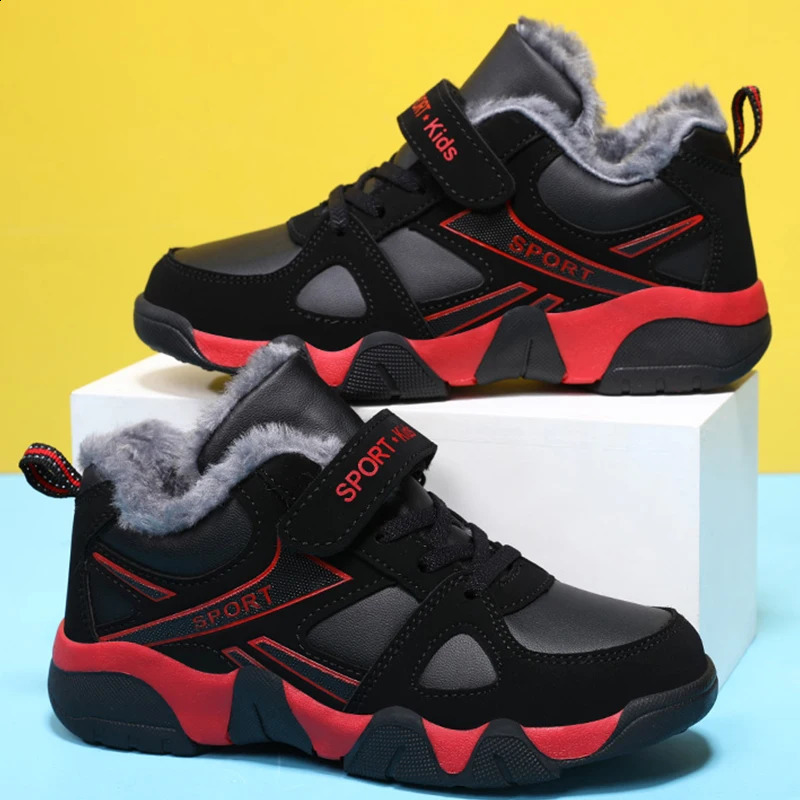 Childrens sports shoes winter plush warm leather comfortable tennis shoes casual outdoor sports comfortable childrens tennis shoes 250110