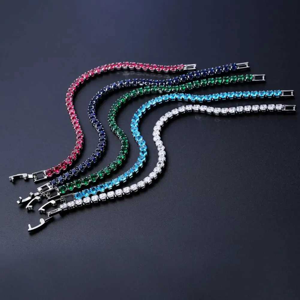 Fashion Bracelet Rhinestone Delicate Exquisite Multicolor Sparkling Dress-up Ravishing Tennis Bracelet Women Wrist Jewelry W250121