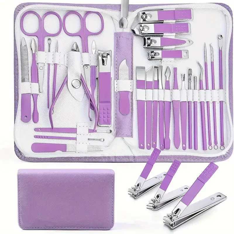 30pcs/set Nail Clippers Manicure Tool Set With Portable Travel Case Cuticle Nippers And Cutter Kit Professional Nail ClippersXJ250116