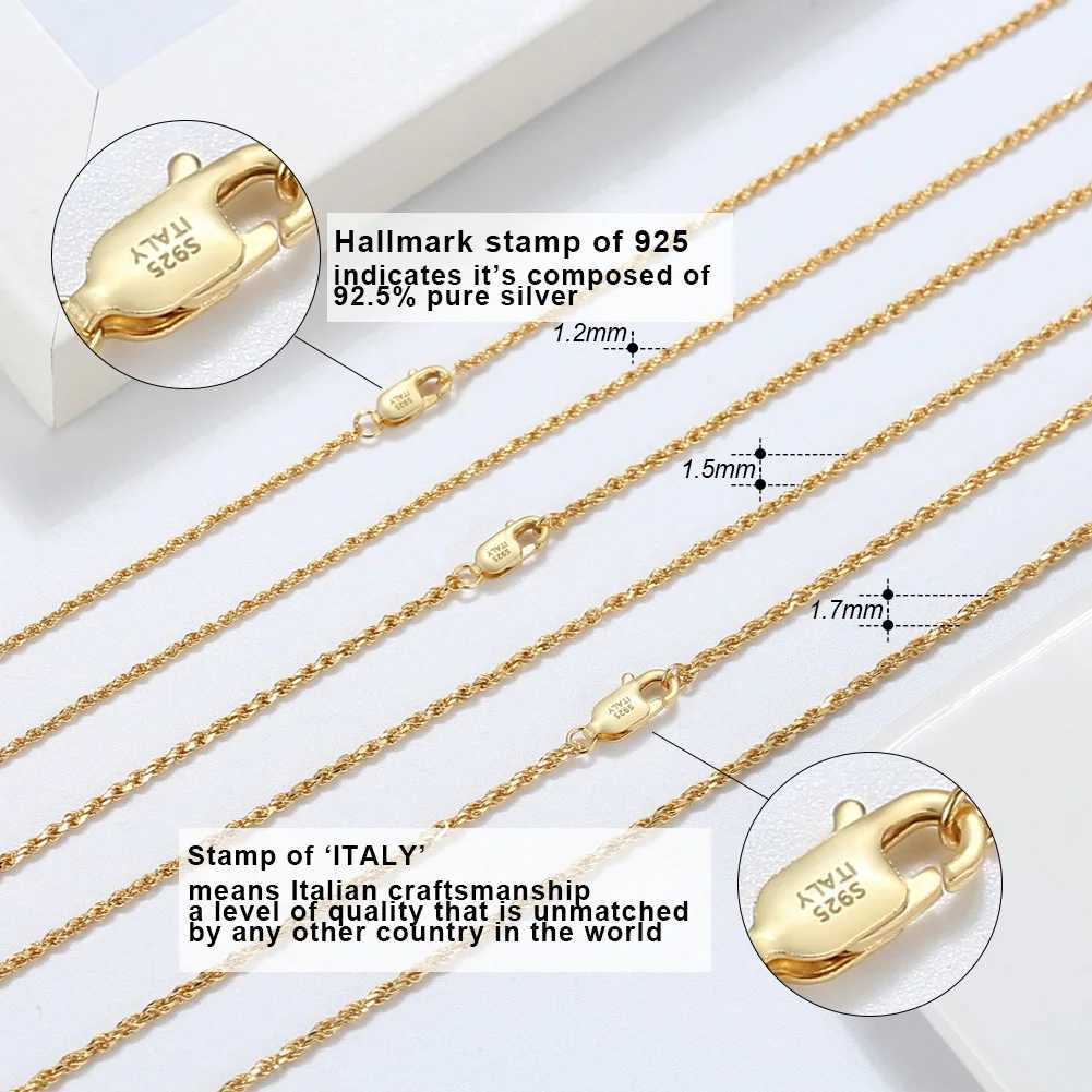 KISS MAN 925 Sterling Silver Diamond-Cut Rope Chain Necklace with 18K Gold for Women1.2mm Width Necklace Jewelry SC29XJ250114