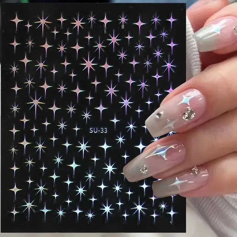 New Gold 3D Metallic Laser Starlight Nail Stickers Vibrant Y2K Nails Art Decorations for Nail Art DIY Nail Designs Easy To ApplyXJ250120