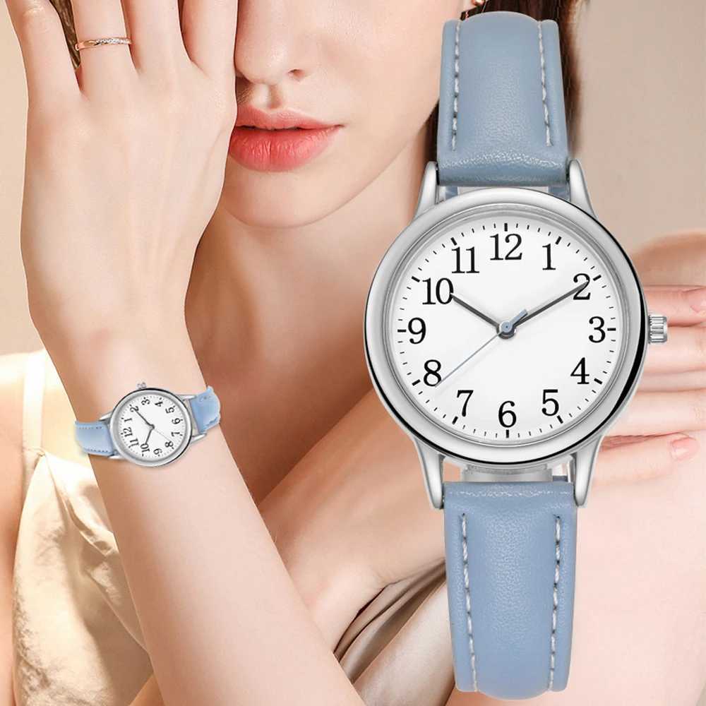 Japan Movement Wen Quartz Watch Easy to Read Arabic Numerals Simple Dial PU Leather Strap Lady Candy Color X250203