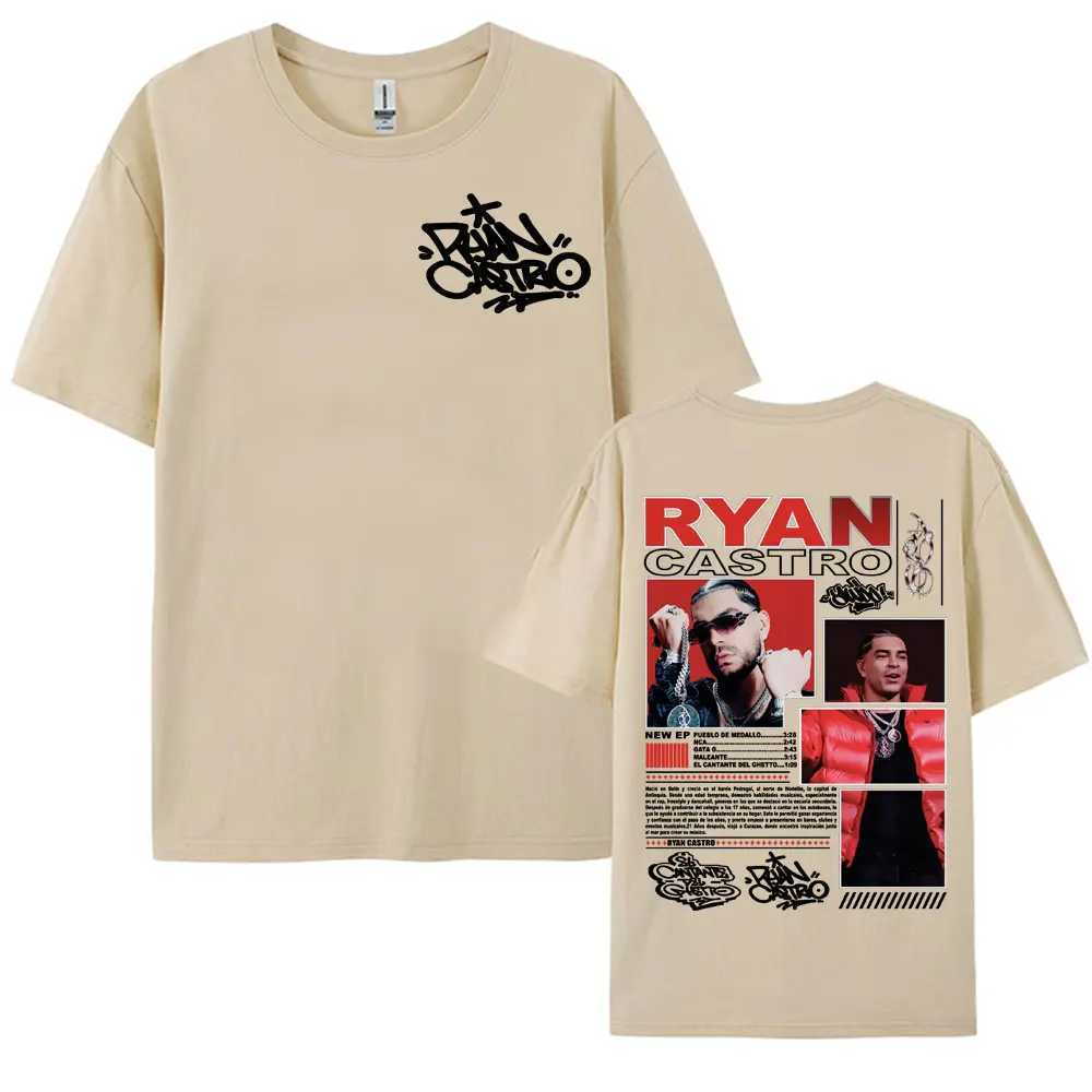 Rapper Ryan Castro Music Album Tour 2025 Cover T-shirts for Men Women Harajuku Fashion 100% Cotton Oversized T Shirts Streetwear X250203