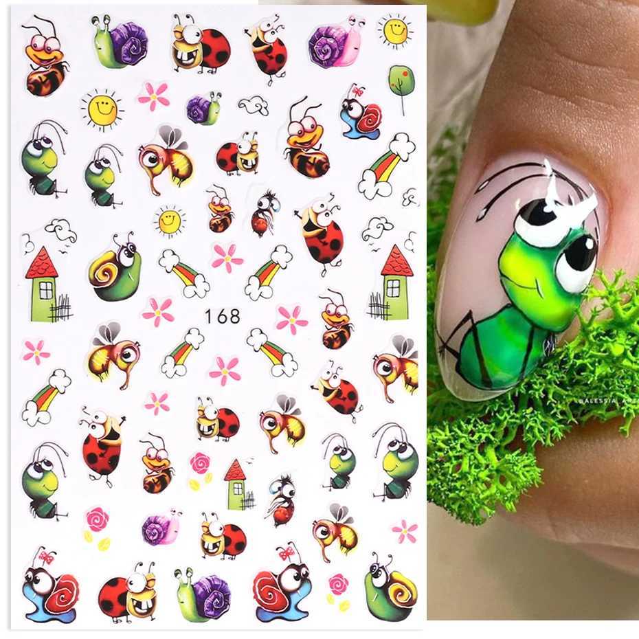 Cartoon Ant Nail Stickers 3D Cute Nail Decoration Ladybug Succulents Evil Eye Ice Cream Kawaii Sliders Summer Manicure Tips BEEBXJ250120