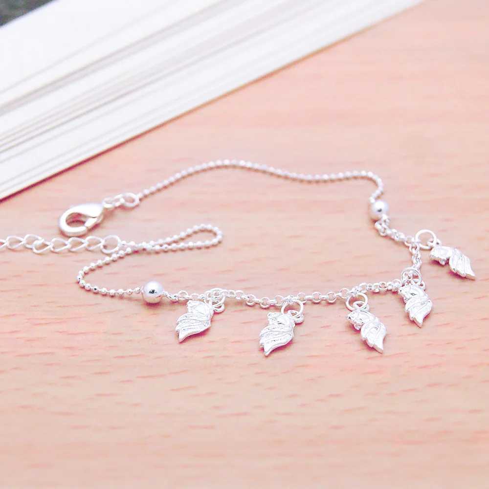 23cm+5cm Adjustable Chain Wing Angel Anklet for Women Simple 925 Sterling Silver Chain Anklet Female Foot Beach Jewelry GiftXJ250121