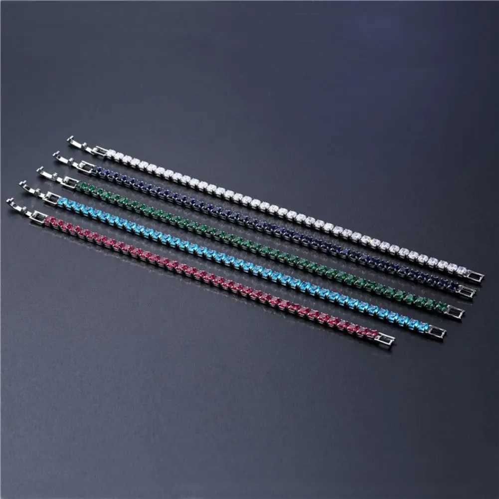 Fashion Bracelet Rhinestone Delicate Exquisite Multicolor Sparkling Dress-up Ravishing Tennis Bracelet Women Wrist Jewelry W250121