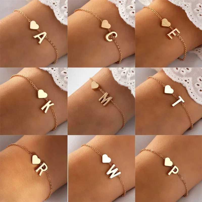 26 Letters Fashion English Initial Letter Heart Bracelet DIY Personalized Name Bracelets Girls Women Anniversary Jewelry Gifts W250121