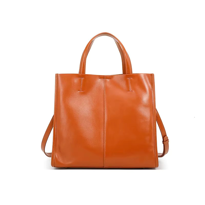 Zency Genuine Leather New Simple Shoulder Bag Large Capacity Shopper bags handbags women Casual Handbag Crossbody Vintage Oil Wax Tote