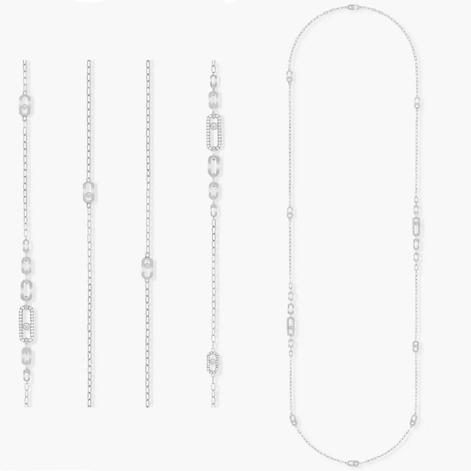 French Luxury S925 Silver Fashion Womens Extra Long Necklace With Movable Diamonds Exquisite Gifts For Banquets And PartiesXJ250114