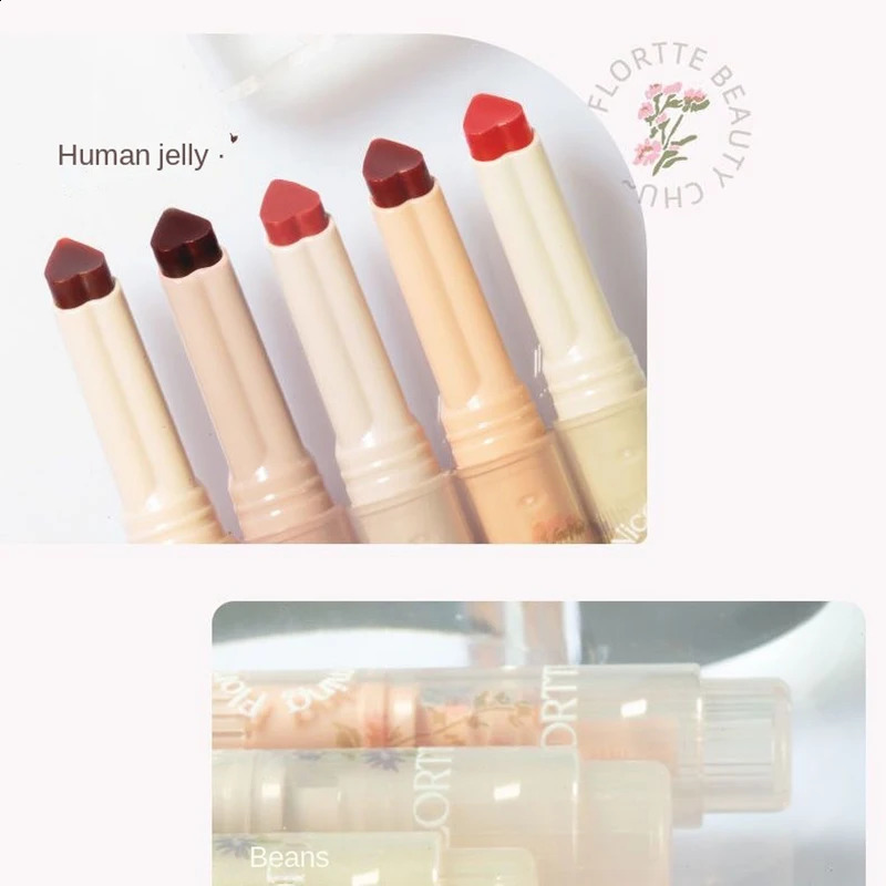 FLORTTE First Kiss Love Lipstick Pencil Lip Balm Mirror Shine Lip Glaze Lip Stick Korean Makeup Lipgloss 250108