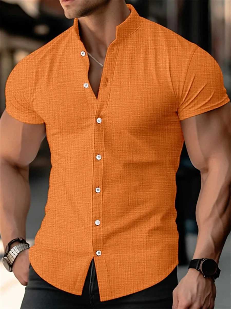 2024 Mens shirt Summer thin shirt Shirt Fashion Standling Shirt Short-sleeved Shirt Outdoor Casual XS-6XL comfortable fabricXJ250121