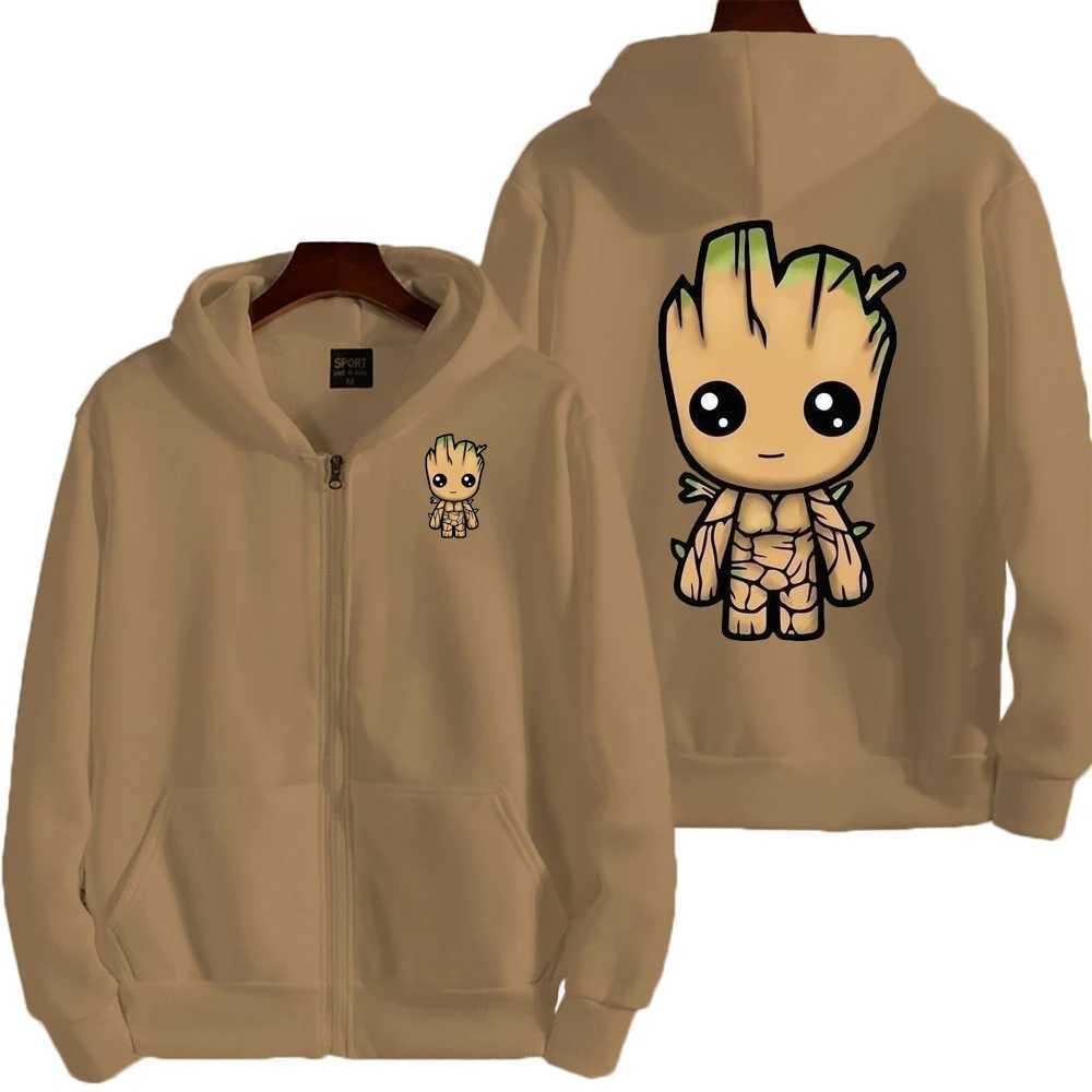 Men I Am Groot Cartoon Hoodie Spring Autumn Women Oversized Sweatshirt With Zipper New Couple street CoatXJ2500118