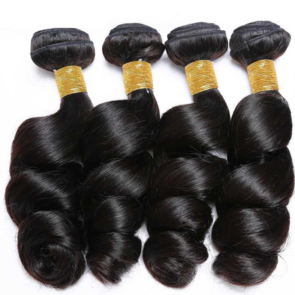 Brazilian Loose Wave Bundles With Clo Human Hair 3 Bundles With Lace Clo 4x4 Human Hair Weave Bundles Hair ExtensionsXJ250120