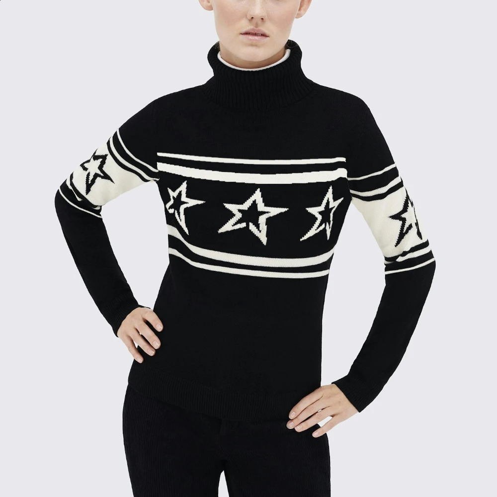 American autumn and winter cross-border slim star printing turtle neck fashion elegant wind foreign trade wholesale 250120