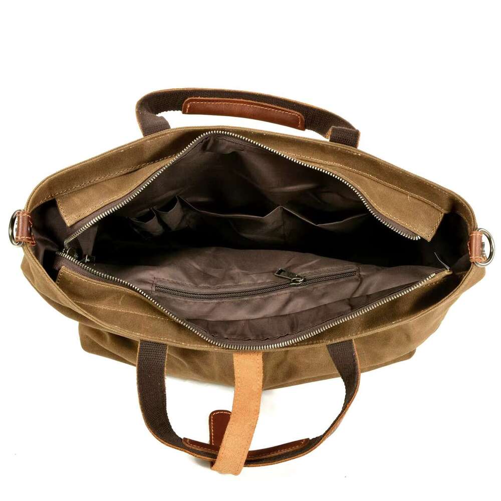 Wax Canvas Women's Simple Handbag Horizontal Solid Color Retro Shoulder Messenger Men Fold Tote Bag