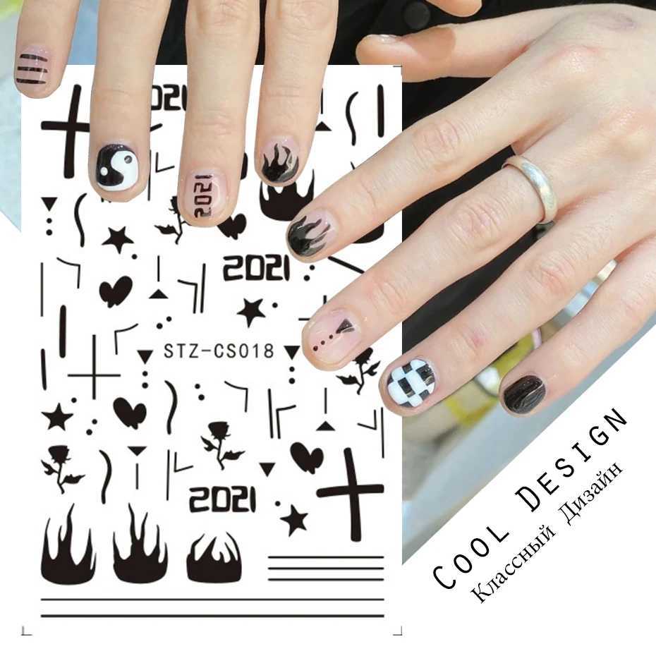 Klein Blue AbstractFaceNail Art Manicure Decals Cool Boy Halloween Element Adhesive Sliders Man Nail Sticker Decor CHSTZ-CS058XJ250120