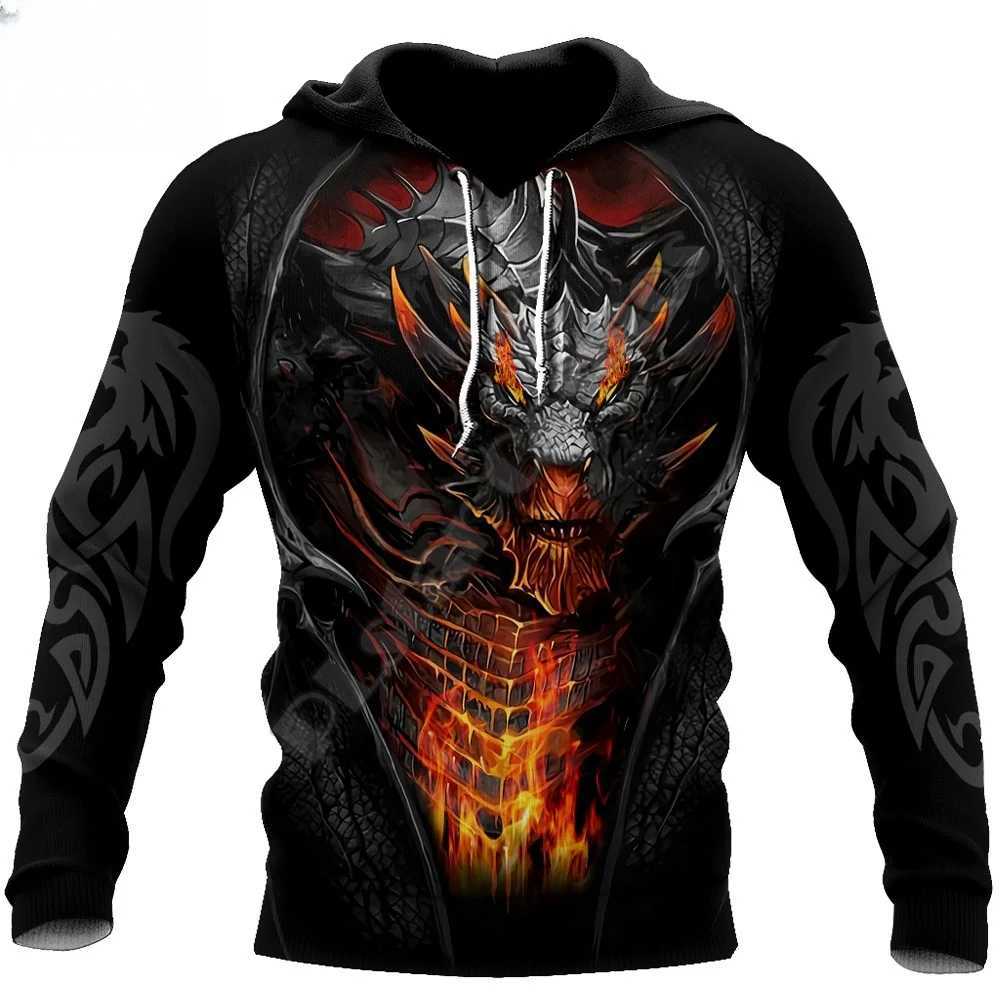 Beautiful Red Fire Dragon 3D Printed Men Hoodie Autumn and Winter Unisex Sweatshirt Pullover Casual StreetwearXJ2500118