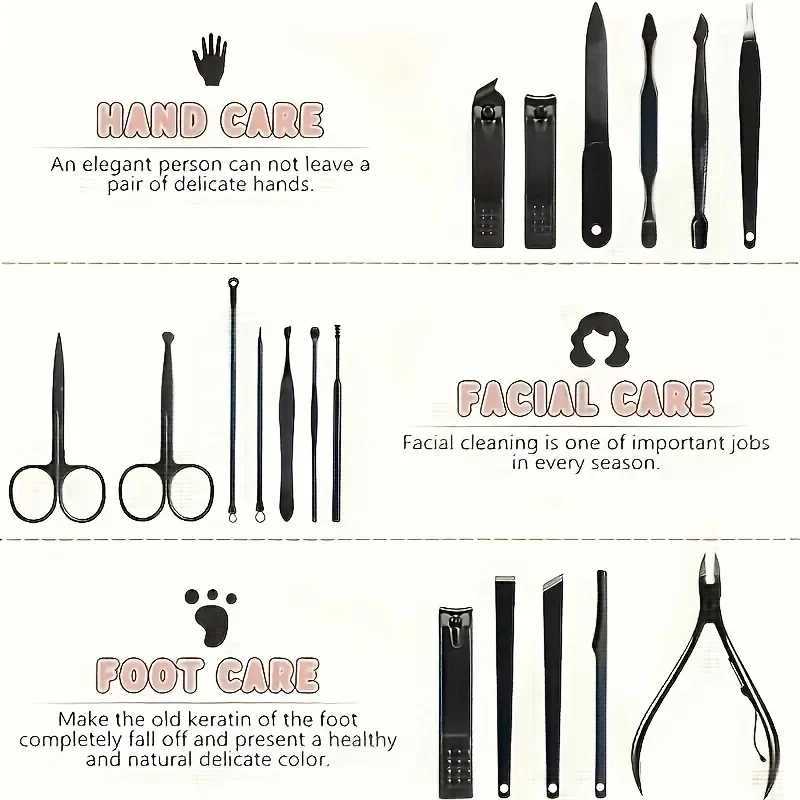 7/10/24pcs Black Nail Clippers Kit Ultra Sharp Sturdy Fingernail Cutters Professional Nail Clippers Pedicure Care Tools ToenaXJ250116
