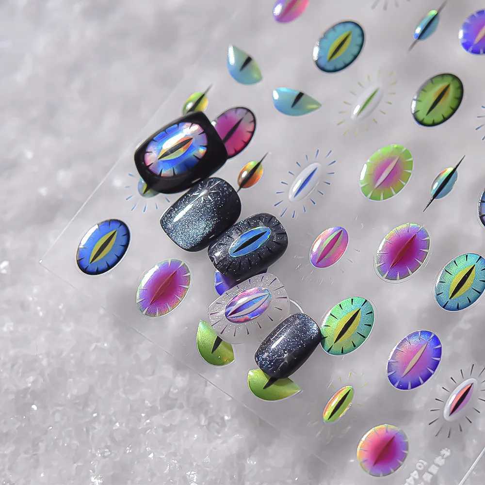 Punk Style Y2K Cats Eye Snakes Eye Gaze Cross Nail Stickers Nail Art Decal Design Manicure Tool High QualityXJ250120