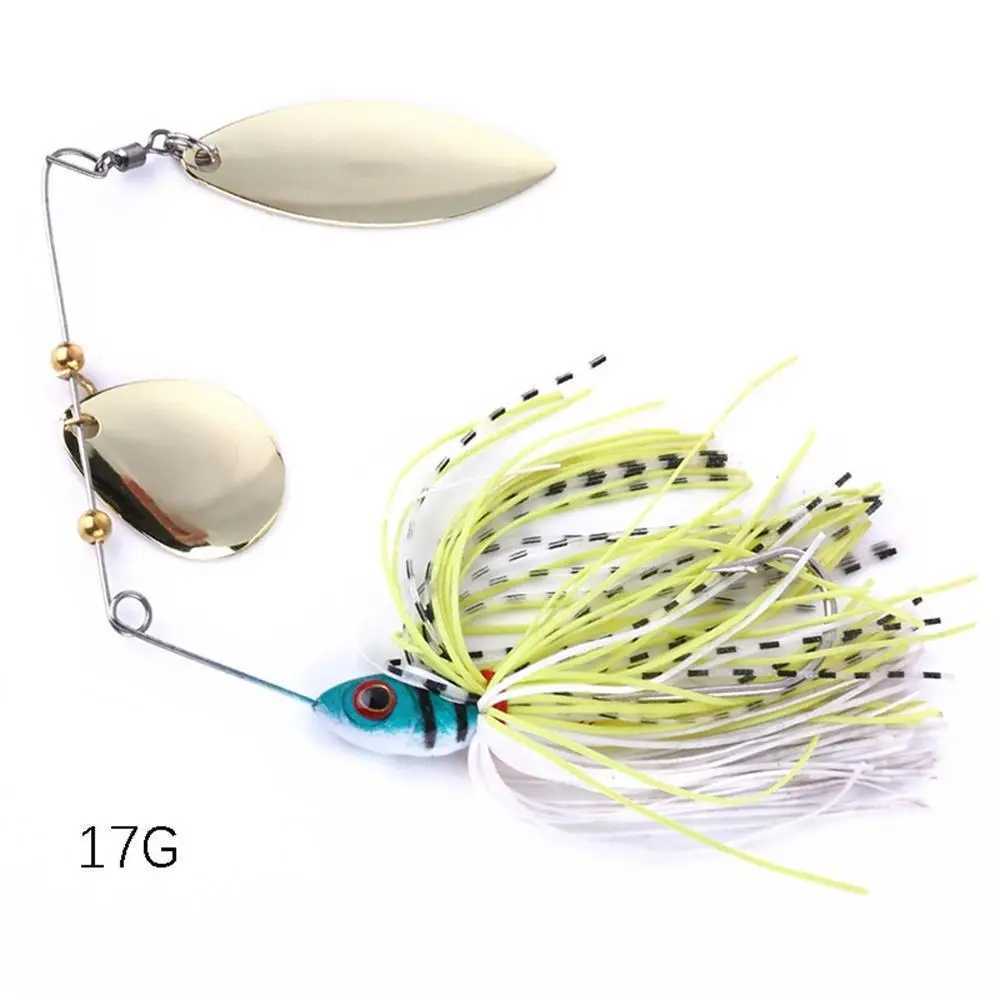 4PCS 17g Spinnerbait Fishing Lure Wire Bait Metal Spinner Buzzbait Swimbait Hook JIG Kit Skirt peche For Bass Pike WinterXJ250122