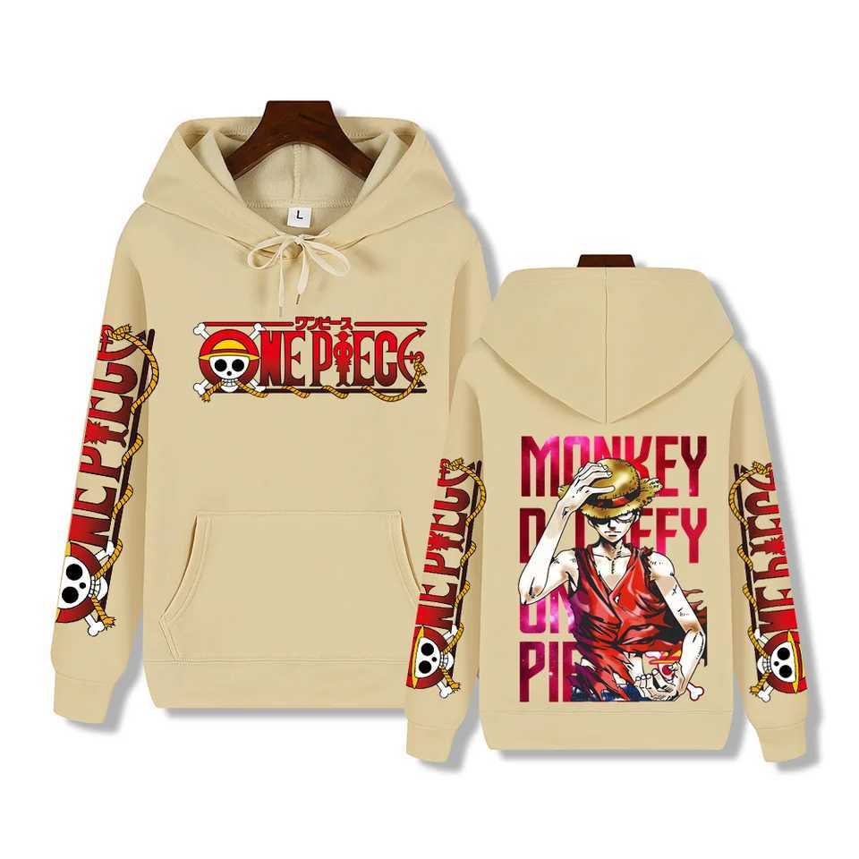 One Piece animation handsome Luffy print Autumn and winter comfortable thick mens high quality leisure warm street hoodieXJ2500118