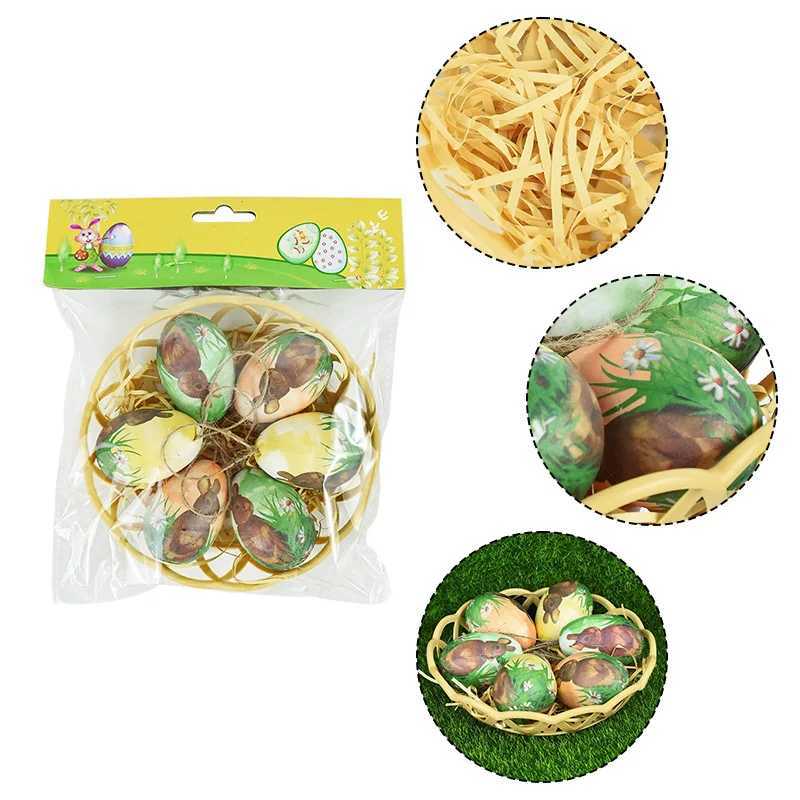 6Pcs Egg With Basket Rabbit Foam Eggs Hanging Ornaments Easter Home Decoration 2024 Holiday Par Supplies Kids Gifts Free shipping