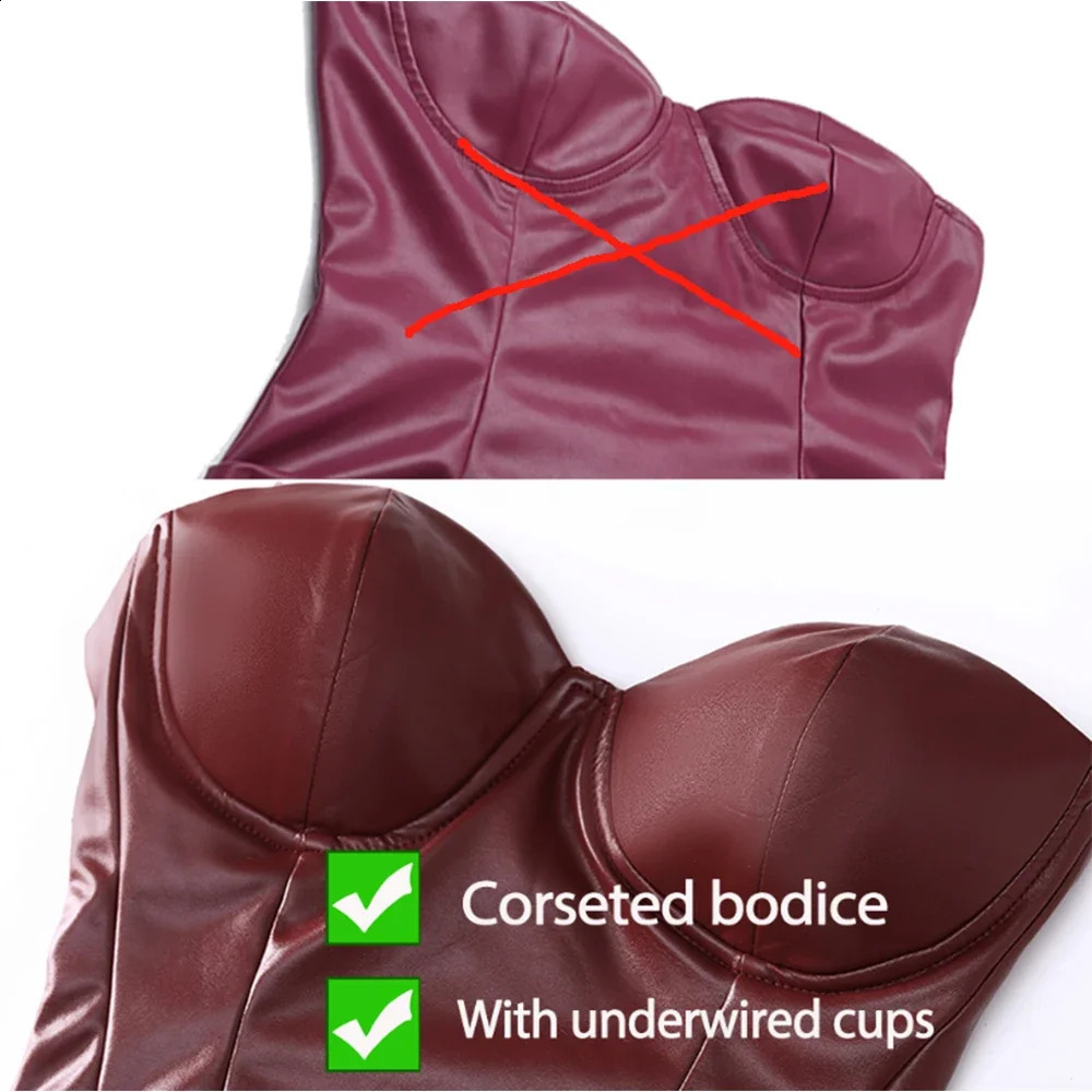 Suninheart Autumn Strapless Party Dresses Arrivals Wine PU Corset Dress Sexy Midi Bodycon Night Event Dress Women 250122