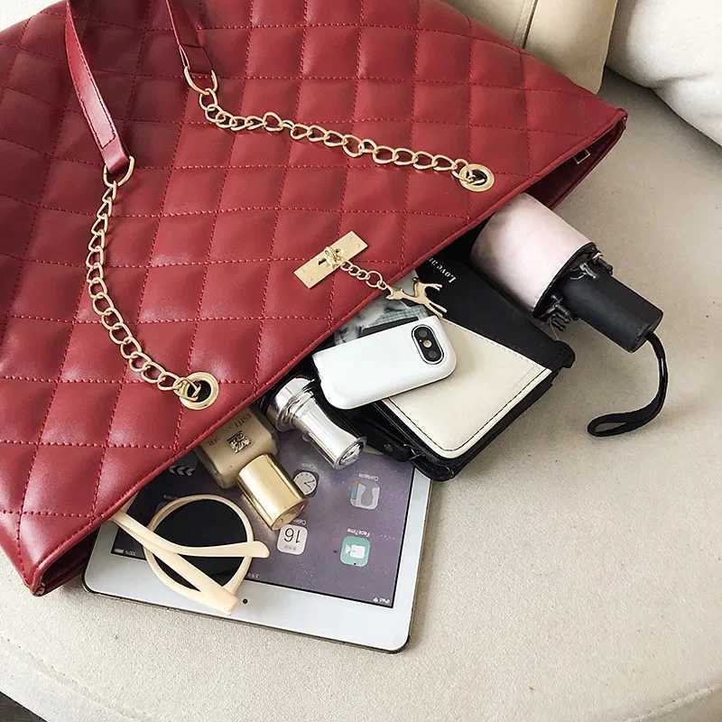 Tote Bags for Women PU Leather Diamd Lattice Handbag Persality Large Capacity Underarm Shoulder Bag Designer BagXJ250121