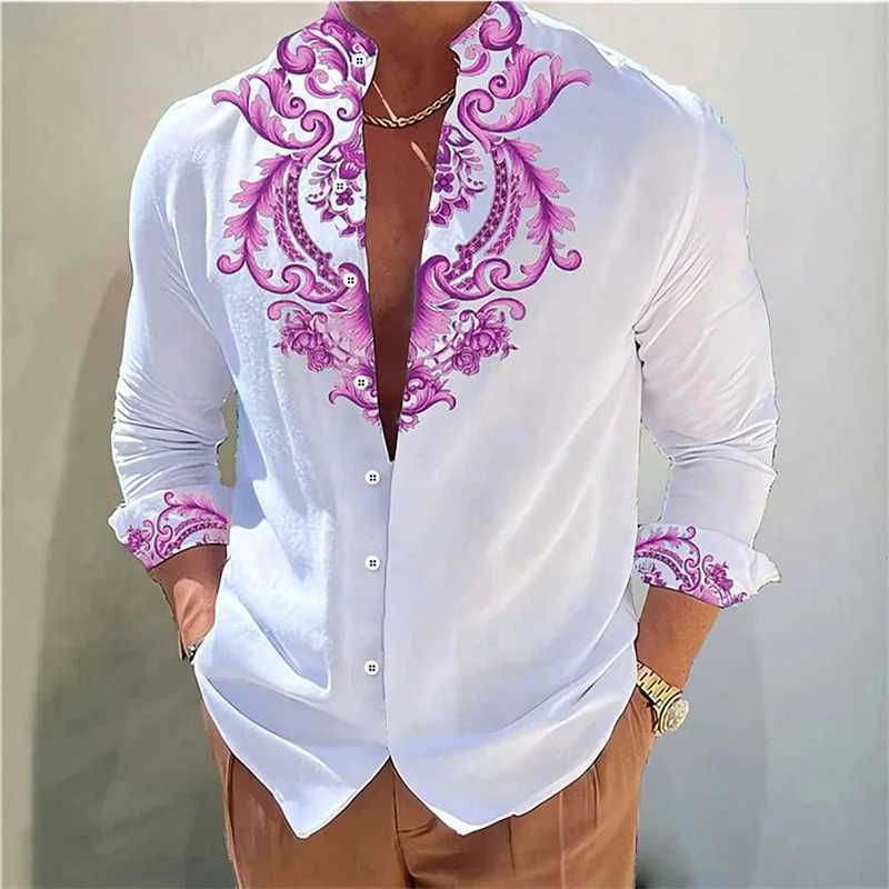 2024 Summer Mens Shirts Graphic Print Button Tops Long Sleeve Button Shirt Clothing Design Comfortable S-6XLXJ250121