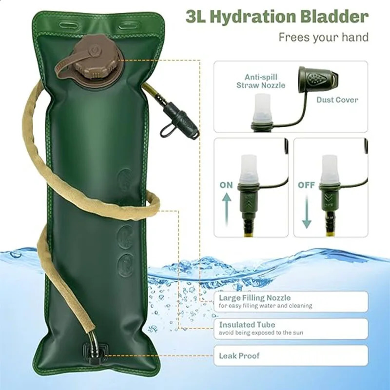 Hydrating Pack Backpack Daypack Water with 3L A Free LeakProof Bladder for Hiking Running Cycling Hunting 250121