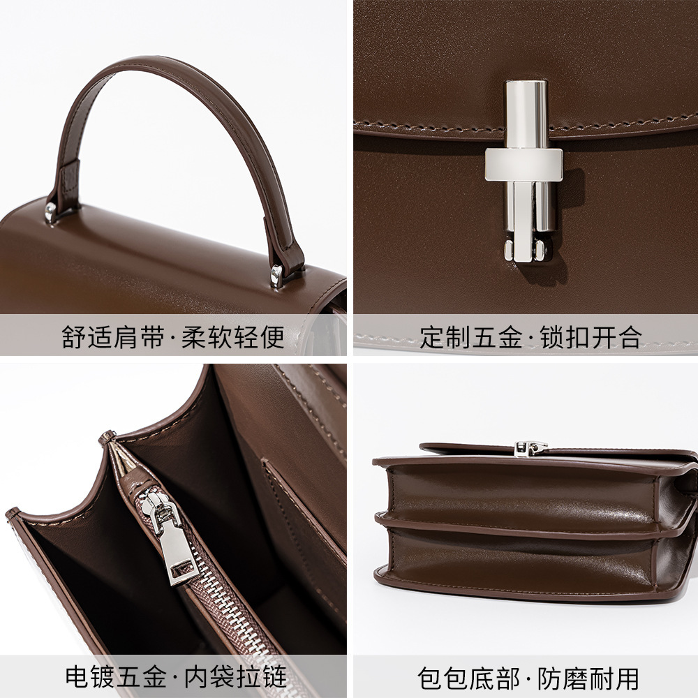 Bag New French Organ Bag Elegant And Elegant, Unique Single Shoulder Bag, High End Genuine Leather Fashion Versatile Handbag