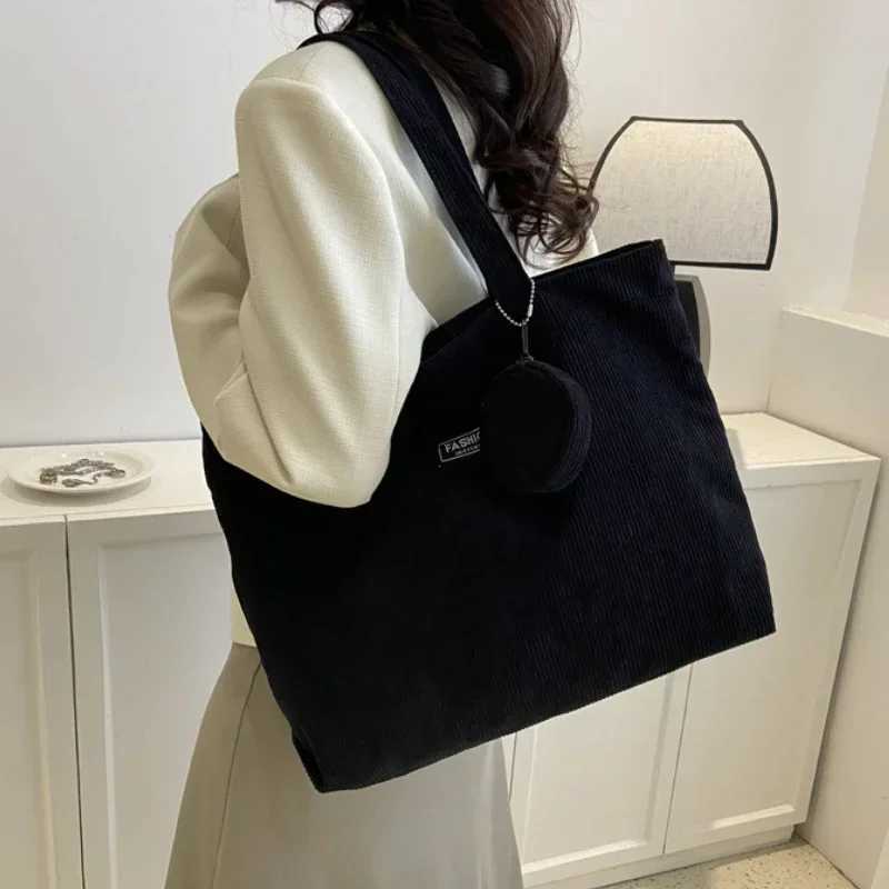Women Corduroy Tote Handbag Zipper Vintage Tote Bag Foldable Shoulder Bag with Coin Bag Large Capacity Versatile HandbagsXJ250121