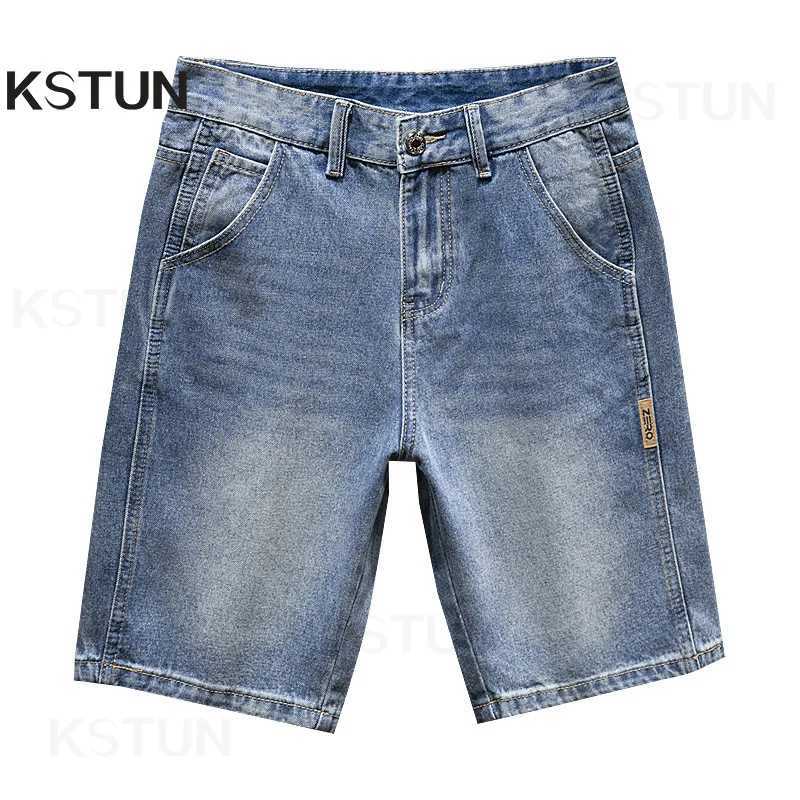 2024 summer denim shorts ultra-thin straight blue streetwear mens shorts knee length pants casual side striped denim Hombre X250203
