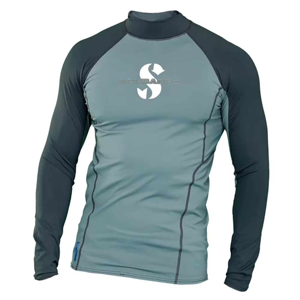 Mens Rash Guard Surfing Suit Uv Sun Protection Long Sleeve Diving Suits Quick Dry Basic Skins Swimming Tight Shirt Sport Clothes