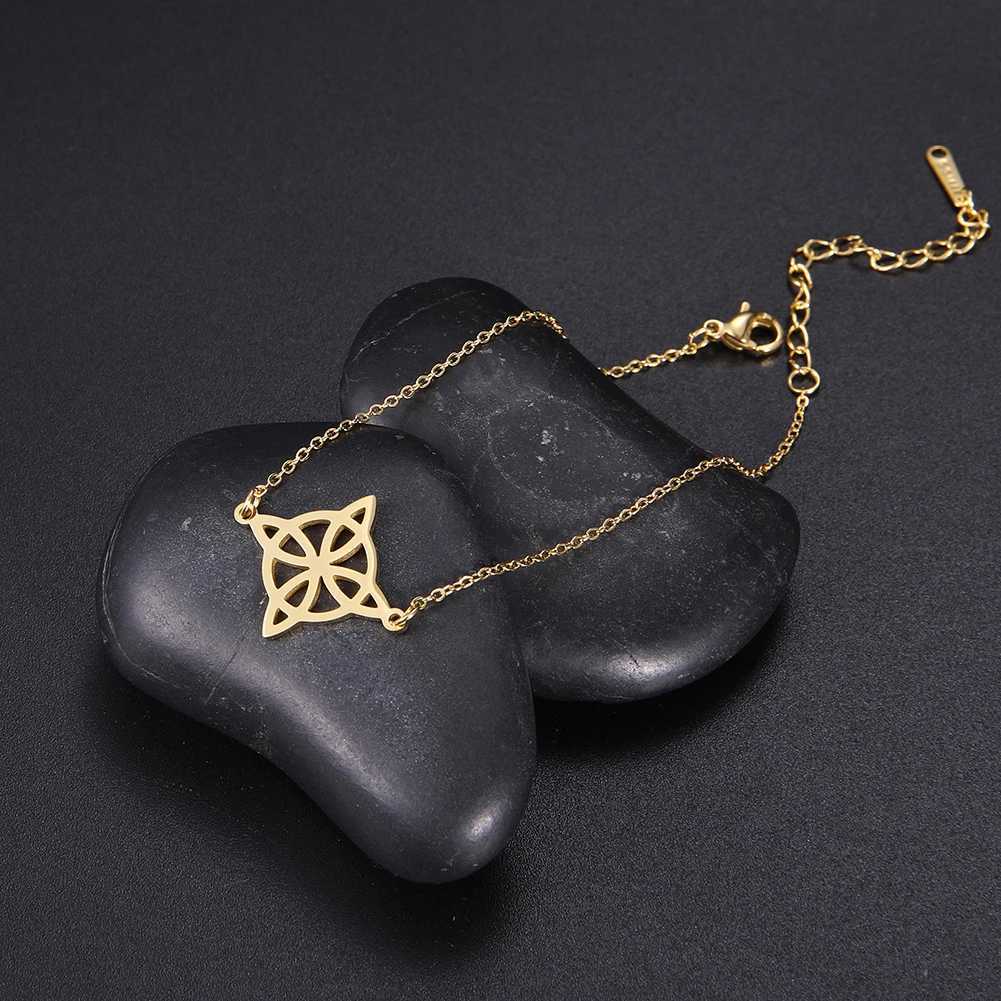 LIKGREAT Womens Anklets Witch Knot Foot Chain Stainl Steel Celtic Knot Bead Chains Amulet Beach Summer JewelryXJ250121