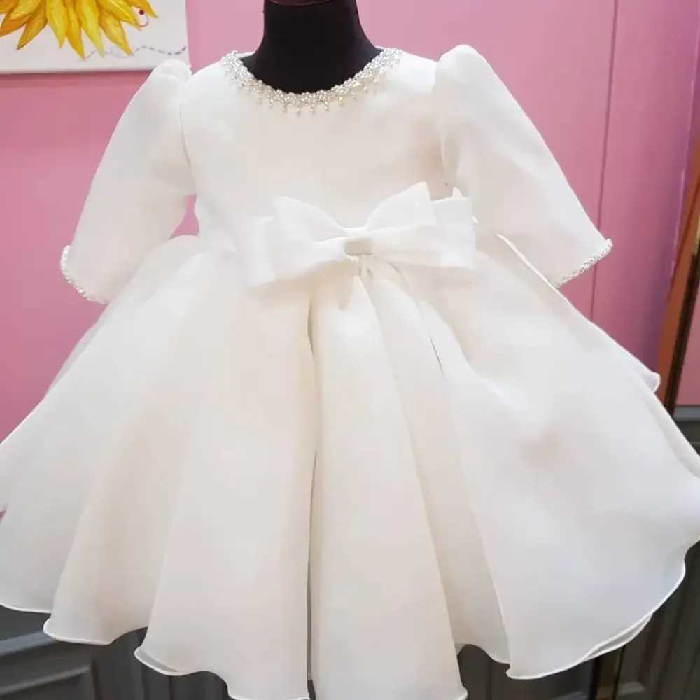 Long Sleeve Baby Girl Dresses Baptism Clothing 1 Year Birthday Party Toddler Christening Gown Infant Newborn Girl Pageant Dress X250203