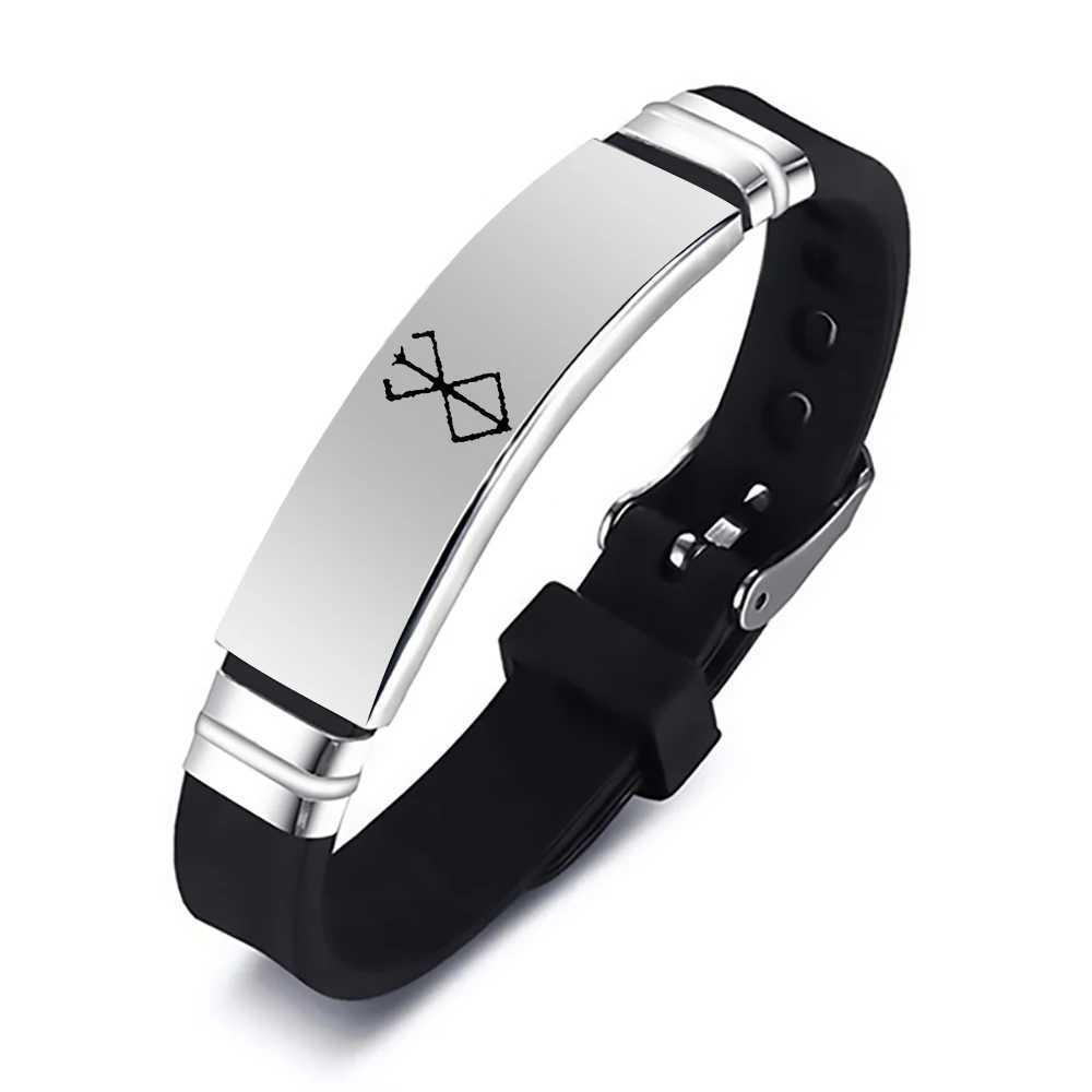 Anime Berserk Symbol Stainless Steel Bracelet Sword Mad Warrior of Norse Viking Silicone Bracelets Adjustable Wristband W250121
