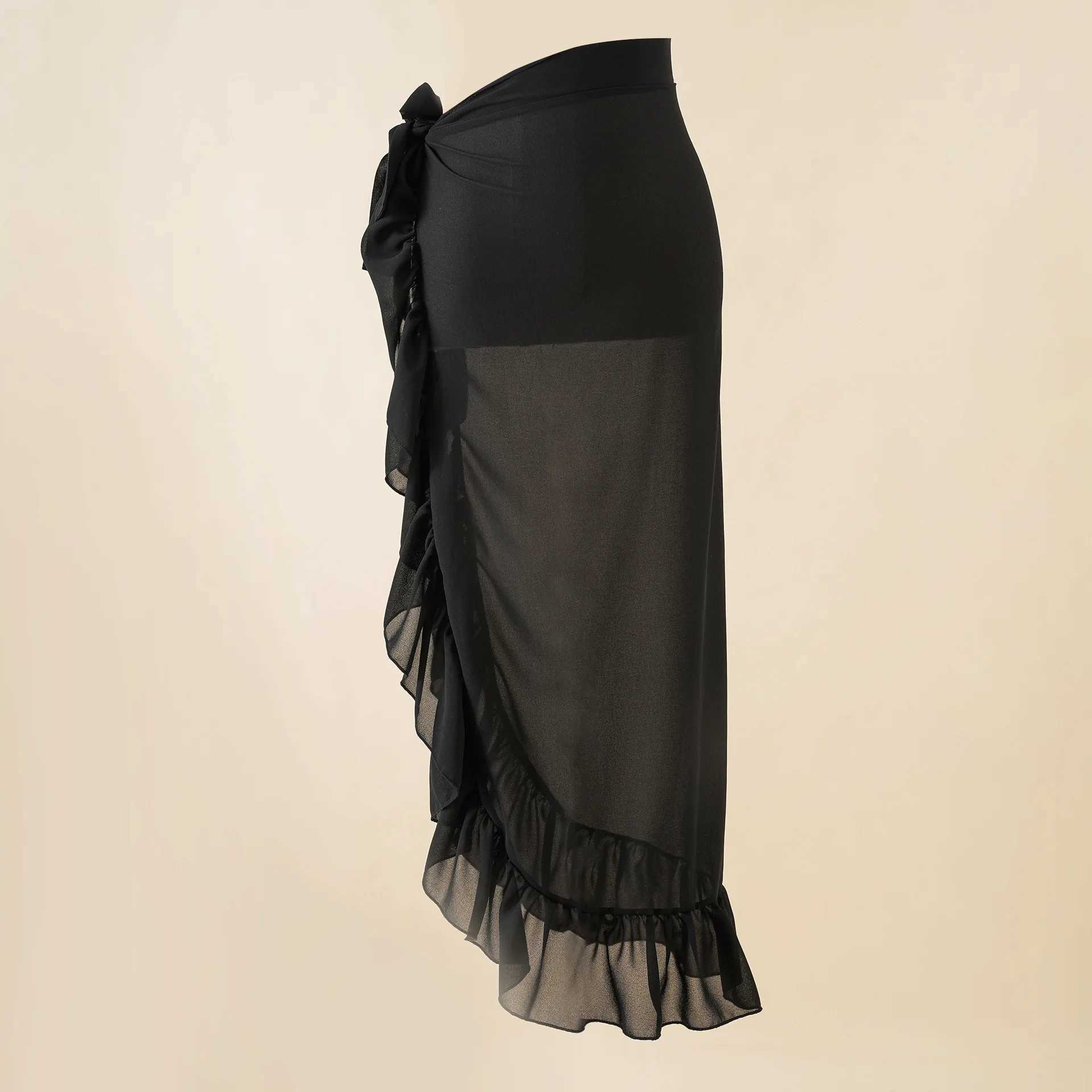 Summer Ruffle Swimsuit Coverups for Women Long Short Sarong Beach Bikini Wr Sheer Short Skirt Scarf for Swimwear W250120