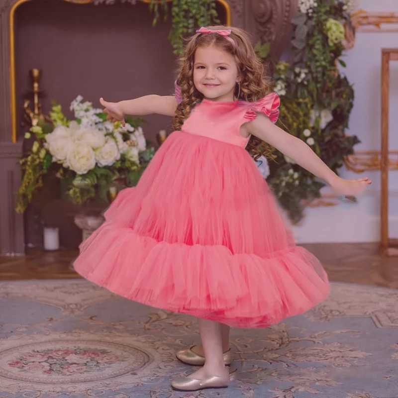 Baby Girls Birthday Dress For 0 1 2 Year Newborn Baptism Blue Pink White Clothes Toddler Kid Elegant Christening Party Tutu Gown X250203