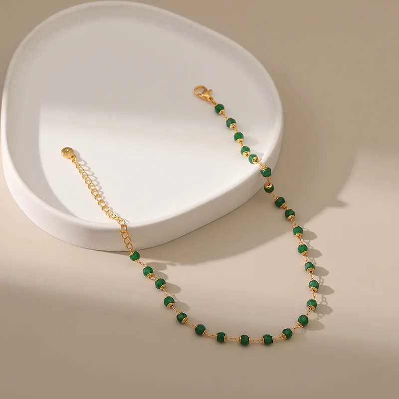 Vintage Ethnic Style Green Acrylic Bead Handmade Beading Women Anklet Adjustable Size Daily Wear Feet Accories Chic JewelryXJ250121