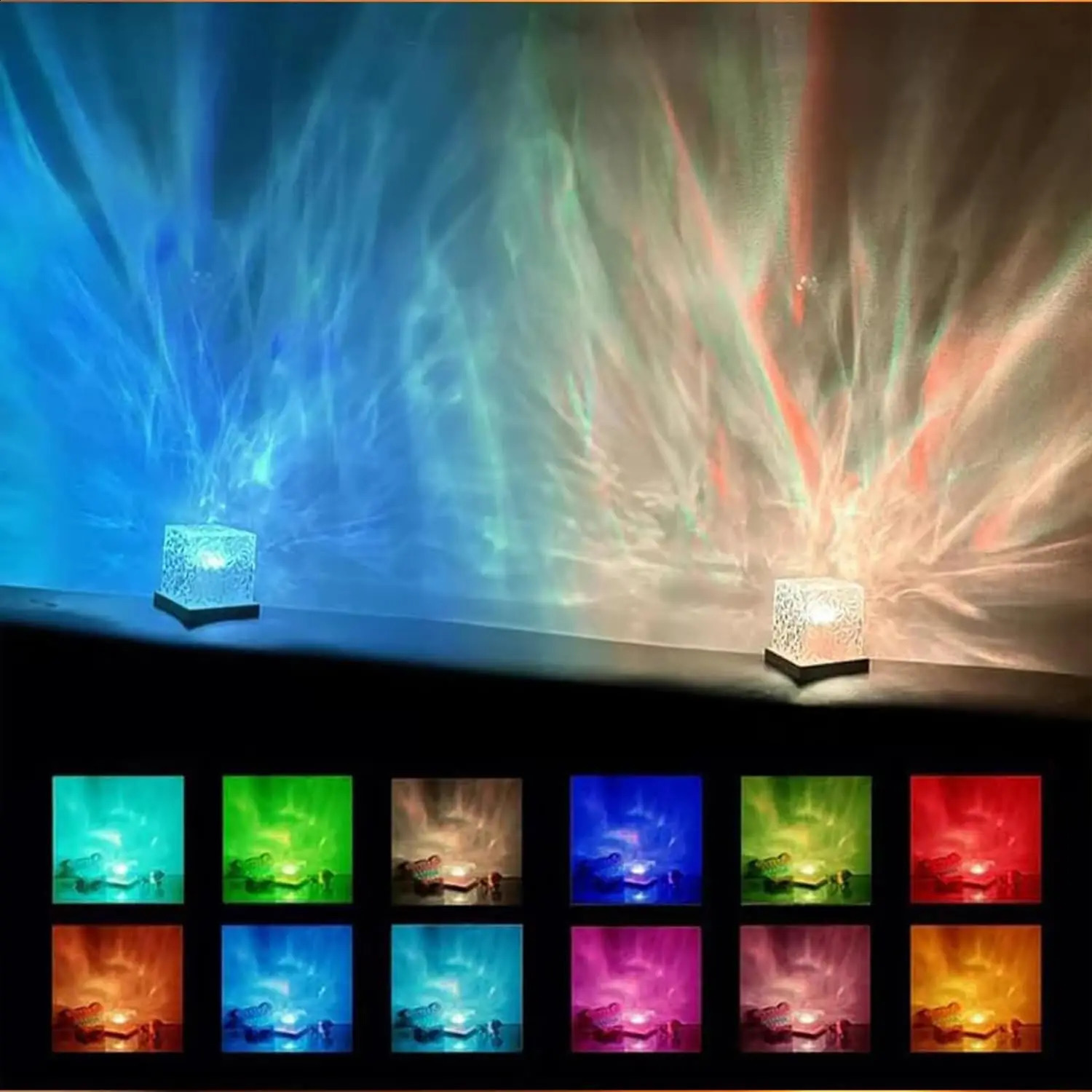 Northern Lights Cube Lamp Ocean Wave Lamp Water Projector Light Luminorthe Cube Lamp lumena Lights Cube Bedroom Decor 16 Colors 250120