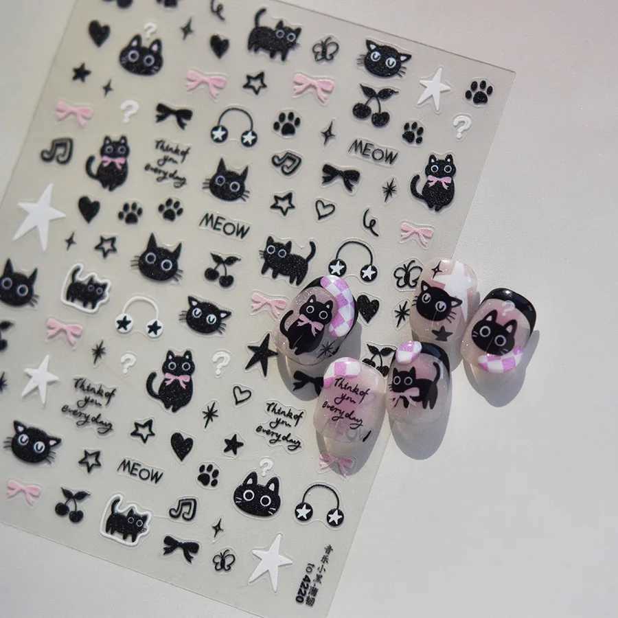 1Pcs Chibi Character Susuwatari Eggette Cute Anime Cartoon Nail Stickers Kawii Nail Art Weeb Cartoon Relief Self Adhesive DecalXJ250120